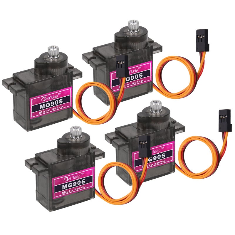 Beffkkip 4PCS MG90S 9g Micro Servo Motor Metal Gear for RC Robot Car Plane Helicopter Mini Servos for Arduino Project - Image 1